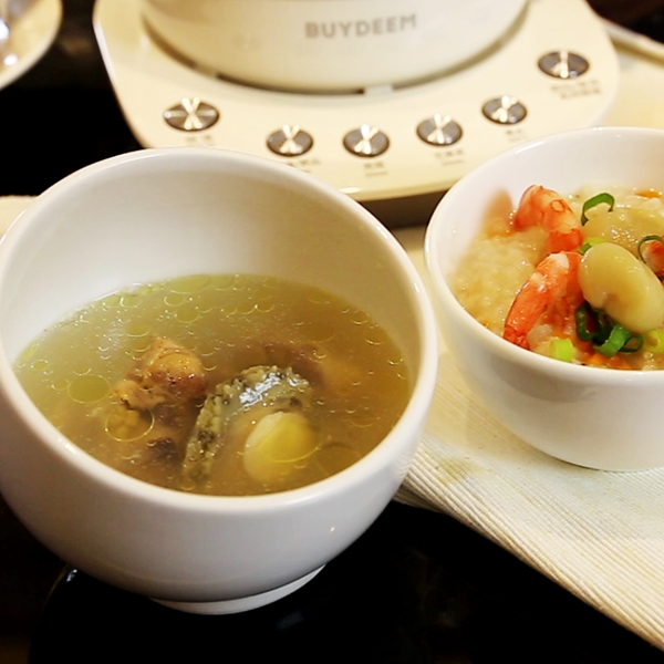 北鼎美顏壺與鮑魚雞湯及干貝海鮮粥